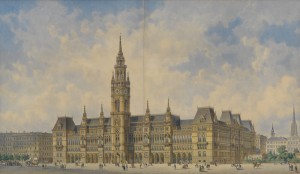 Friedrich-von-Schmidt-Winners draft of the new City hall Vienna-1869-Aquarellierte-Federzeichnung-©-Wien-Museum